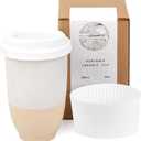 NOVA CERAMICS Travel Mugs - Reusable Coffee Cup  Cute Coffee Mugs Travel Coffee Tumbler  Microwave & Dishwasher Safe To Go Coffee Mug- Gifts For Women Men Him Her  12oz - Dune