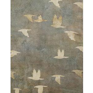 oval framed wall art of flying birds in earthy tones. 16x10