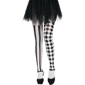 Spooktacular Creations Halloween Clown Tights for Adult Women, Halloween Black and White Harlequin Tights for Halloween Costume Cosplay Parties (Black, M)