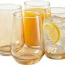 Drinking Glasses - Set of 4-13oz. Margarita Glass Cups - Dishwasher Safe Cocktail Clear Heavy Base Tall Beer Glasses, Water Glasses, Bar Glass, Wine, Juice, Iced Tea Glass Cups Gold