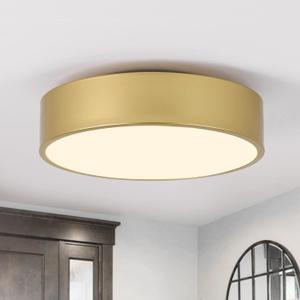 Modern Gold Flush Mount Ceiling Light Fixture,Contemporary 2-Light Round Ceiling Lights with White Acrylic Shade for Hallway,Foyer,Entryway,Closet, Porch,Kitchen(11.8")