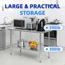 Treshin Stainless Steel Table 18" X 48" | Commercial Heavy Duty Prep & Work Table with Undershelf for Kitchen, Restaurant, Home, Hotel