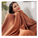 lifein Fall Throw Blanket for Couch-Soft Burnt Orange Boho Bed Throw Blankets,Cozy Knitted Waffle Throw,Small Farmhouse Lightweight Blanket for Autumn,Woman,Man,Chair,Sofa,Home Decor 120x100 inch