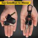 DELSWIN Carabiner Lanyard Keychain, Heavy Duty Key Chains for Car Key with 2 Key Rings, Multifunctional black Keychains for Men and Women