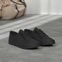 Women Canvas Sneaker Slip On Non Slip Casual Shoes Lace Up Canvas Low Top White Shoes Loafers for Women Fashion Black Sneaker (Black), size 11