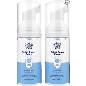 Squatty Potty Toilet Tissue Paper Foam Instant Wet Wipe Alternative - 2 Pack, 50 ml, 1.69 Fl Oz