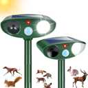 2Pack Solar Ultrasonic Animal Repellent Outdoor Deer Repellent Devices with Motion Detection&Flash Light Squirrel Rabbit Dog Cat Deterrent,Keep Rodent Chipmunk Raccoon Away for Yard Garden Lawn
