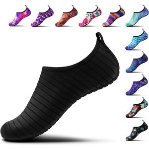 SIMARI Water Shoes Women Men Aqua Socks Beach Barefoot Quick Drying Aqua Aerobics Swim Pool Non Slip Outdoor Travel Essentials Surf River Lake Snorkeling Kayak Yoga Adult Youth (7-8 Women/6-7 Men, 144-black)