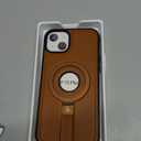 For iPhone 15 Plus/iPhone 14 Plus Leather Case with Stand, Anti-Slip Grip Ring, Fits for MagSafe (Brown, iPhone 15/14 Plus)