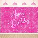 Sensfun Shiny Pink Birthday Backdrop for Lady Girls Women Princess Party Decorations Neon Happy Birthday Banner Glitter Sequins Bday Photography Background Photo Booth Props 7x5ft