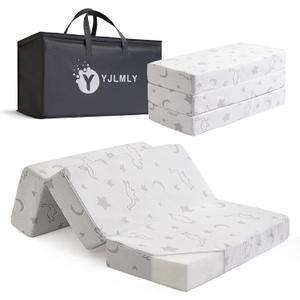 YJLMLY 5" Tri-Fold Foam Mattress Topper,39"x26"- Memory Comfort High Density Plush - Breathable Removable Washable Cover - Portable Travel Pad with Carry Bag for Indoor & Outdoor Use