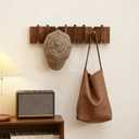 Wooden WALL Coat Rack with 8 Foldable Hooks Solid Pine Piano Key Coat Rack Wall Mount, Folding Coat Hooks Entryway Hanger for Bathroom, Bedroom, Office & Hallway (Walnut)