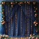 Navy Blue Backdrop Curtains with Lights for Parties,10x10FT Wrinkle Free Wedding Photo Backdrop Curtains for Baby Shower Birthday Graduations Home Party Decorations-5ft x 10ft