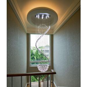 LED Modern Fandelier White Chandelier Crystal Spiral Sphere Rain Drop K9 Pendant Ceiling Light Fixture for Living Room Staircase Porch Hotel Hallway Foyer EntryWay 72" Height, 3 Balls chandelier