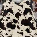 Women's Cow Print Tank Top Sleeveless Crewneck Fitted Crop Tops Summer Cowgirl Vest (L)