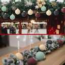 24 Pcs Ceramic Matte Christmas Ball Ornaments Burgundy Forest Green Beige Textured Rustic Neutral Christmas Balls for Xmas Trees Modern Multicolor Ornaments 1.7 Inch for Garland Fireplace Home Decor