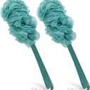 Back Scrubber for Shower, Qewro Loofah on a Stick as Shower Brush Exfoliating Body with Long Handle, Loofah Sponge Mens Loofah Bathing Accessories for Women (2Pack Blue) (2Pack Blue)