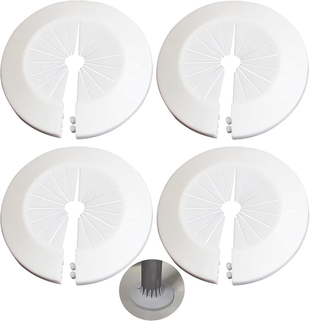 4ps Escutcheon Plate Faucet Escutcheons Easy Installation PP Wall Flange Round Wide Compatibility: Fits Pipes (0.31”–1.6” Diameter) (4, White)
