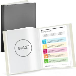 CRANBURY 9x12 Presentation Book (Black), 24-Pocket Folder with Clear Plastic Sleeves, Displays 48 Pages of 9 x 12 or A4 Documents, Certificates, Kids Art, Keepsakes, Acid-Free Portfolio Binder