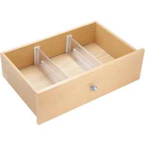 iDesign Plastic Adjustable Deep Drawer Divider, Kitchen, Dresser, Desk, Bathroom and More, The Linus Collection  Set of 2, Expandable 13.25  20.75, Clear