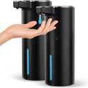 2 Pack Automatic Soap Dispenser: 13.52oz/400ml Wall Touchless Liquid - 4-Level Adjustable Modern Electric Hand Soap Dispenser - Kitchen Bathroom Kids Family Black