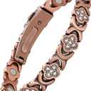 Jecanori 5X Strength Magnetic Copper Bracelet for Women Ellipse Magnets Pure Copper Magnetic Bracelet Premium Butterfly Clasp & Adjustable Length Four-Leaf Clover Health Bracelets (Classic)
