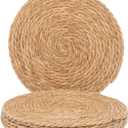 GENMOUS Woven Placemats Set of 6, 12" Round Placemats Natural Water Hyacinth Boho Placemats, Farmhouse Rattan Chargers for Dinner Plates, Rustic Braided Wicker Table Mats for Dining Table,Home,Wedding