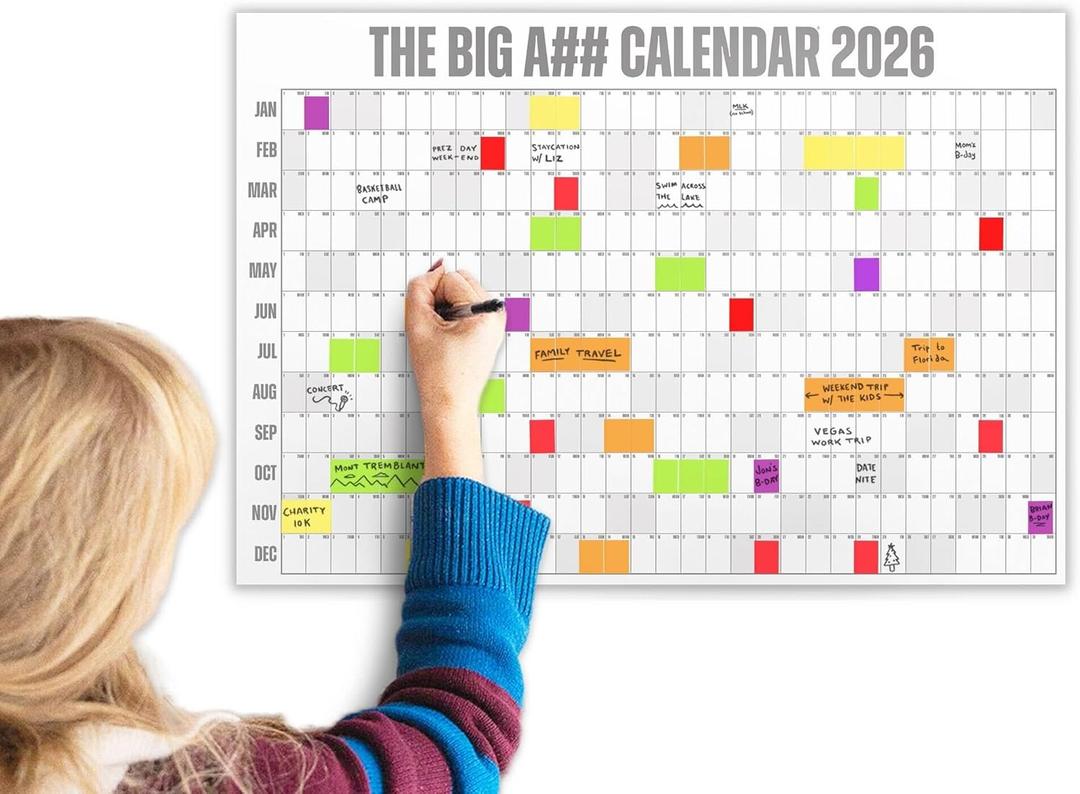 The Mini Big A## Calendar 2026  2x1.5 Dry-Erase Wall Calendar  See Your Whole Year at a Glance  Plan Goals & Adventures  Gray