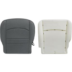 Priprilod Cloth Gray Driver Side Bottom Replacement Seat Cover & Driver Foam Cushion Compatible with Dodge Ram 1500 2500 3500 4500 5500 2013 2014 2015 2016 2017 2018