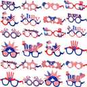 Liliful 24 Pcs 4th of July Paper Glasses Patriotic Party Sunglasses American USA Flag Sunglasses Red Blue White for Kid Adult, 4th of July Accessories Independence Memorial Day Party Prop