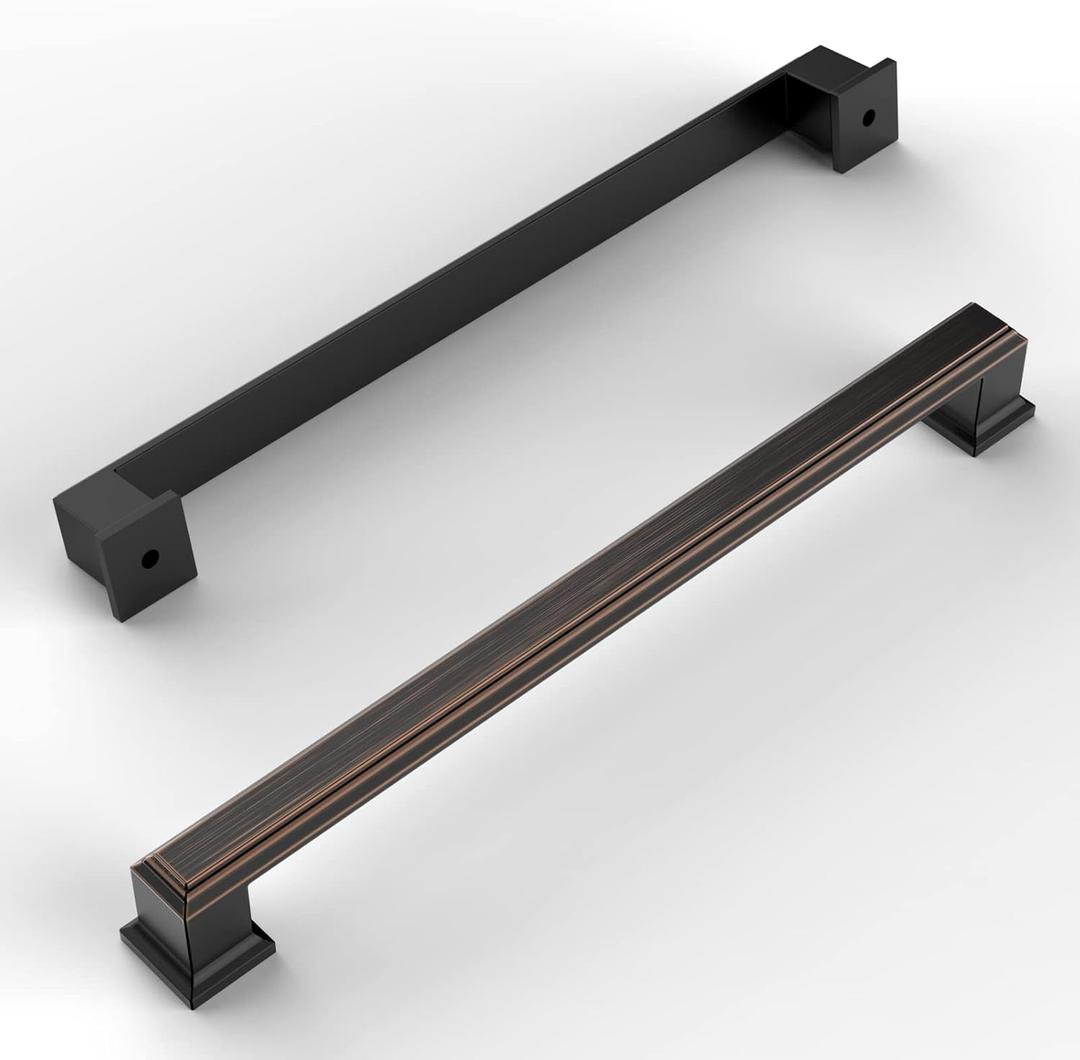 Amerdeco 10 Pack Oil-Rubbed Bronze Cabinet Pulls 7-1/2 Inch(192mm) Hole Center Cabinet Hardware Kitchen Cabinet Handles for Bathroom Drawer Pulls Dresser Pulls ZH0001