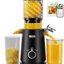 Juicer Machines - Wide Mouth Feed Chute with Self Feeding Hands-Free Design - Cold Press Juicer for Vegetables and Fruits - Juice Extractor Machine High Juice Yield - With Pusher (Medium, Premium Black)
