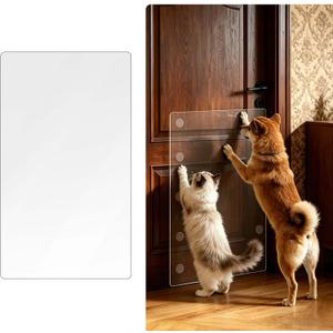 KEBE Door Scratch Protector, Large 36" x 24" & 0.8mm Thick Heavy Duty Anti-Scratch Shield, Clear Door Guard with Strong Removable Adhesive, Easy-to-Install Dog Cat Scratch Guard for Indoors Outdoors