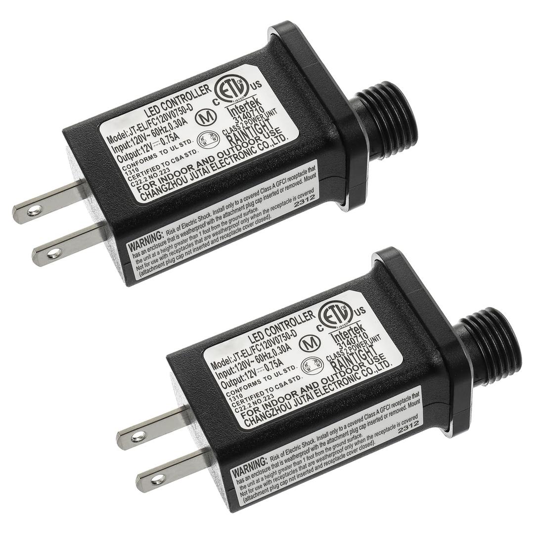 SIGANDG 12V 9W LED Transformer Replacement Class 2 Power LED Controller with 8 Modes Supply for Christmas String Light Inflatable Decorations IP44 Waterproof Low Voltage Transformer(2 Pcs)
