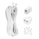 Long Telephone Extension Cord 100 FT, White, Phone Cable Wire with Standard RJ11 Plug, 1 Phone Line Splitter, 1 in-line Coupler and 65 Cable Clips for Telephone Calling Communication