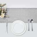 2 Packs 12 x 72 inches Silver Sequin Table Runner, Glitter Runner for Birthday Party Supplies Decorations Wedding Bachelorette Holiday Celebration Bridal Shower Baby Shower