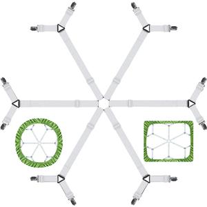 TGOOD Bed Sheet Holder Straps, Mattress Cover Clips to Hold Sheets in Place, Adjustable Bed Bands, Elastic Grippers,Fasteners,Keepers,Suspenders Fitted for Bedding,stayers, Bedsheet Tie Downs (White-1)