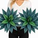 Artificial Agave Plants Outdoor,22”UV Resistant Fake Silk Plants with 23 Lifelike Leaves,Faux Yucca Floor Plants for Home Front Porch Patio Office Door Step Hotel Desert Style Decor 2Pack
