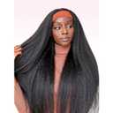 Headband Wig Human Hair 30 Inch Kinky Straight Human Hair Headband Wigs for Black Women 180% Density Wear and Go Glueless Yaki Straight Headband Wig Human Hair Machine Made Natural Black