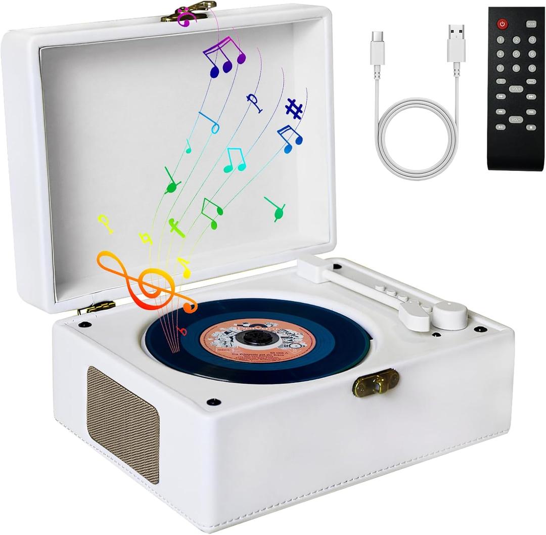 Portable CD Player for HomeRetro Suitcase CD Player with Bluetooth 5.0,HI-FI Speakers Rechargeable Desktop CD Player for Gifts