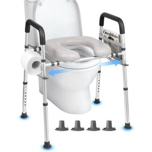 Heavy Duty Raised Toilet Seat 500lbs,Toilet Seat Risers for Seniors,Handicap Elevated Toilet Seat Adjusted Height & Width for Elderly, Pregnant, Fit Any Toilet (Oversize)