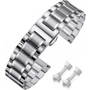 Metal Watch Band Stainless Steel  22mm  Watch Strap Bracele Replacement Bands (Silver)