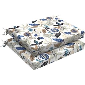 LVTXIII Outdoor Chair Cushions, Fade-Resistant Patio Furniture Cushions Outdoor Chair Pads with Ties for Dining Chairs and Garden Furniture Use, 18.5"x16"x2" 2 Pack, Breeze Leaves Beige (Set of 2)
