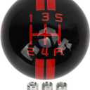 Akozon 5 Speed Gear Shift Knob for Manual Replacement Shifter Lever Stick Head Knob for from 1967 to 2018 (Black Red)