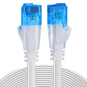Ercielook Ethernet Cable 200 ft High Speed, Cat 6 Flat Internet Cable with rj45 connectors, Long LAN Cable with Clips & Straps - White 60 M