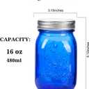 Amzcku 16 oz Blue Mason Jars with LidsRegular Mouth Canning Jar, 6 Pack Multifunction Glass Container, for Storage, Canning, Pickling, Preserving, Fermenting, DIY Crafts & Decor, Medium