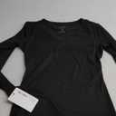 REORIA Women's V Neck Long Sleeve Slim Fitted Soft Layering Basic Shirt 2025 Fall Going Out Tops XS, Black