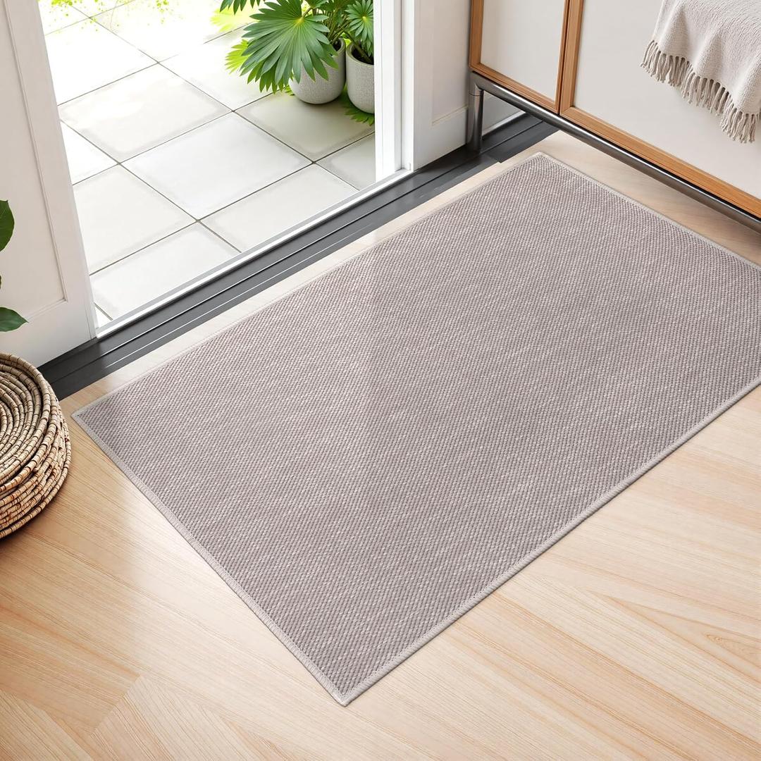 Seavish Small Area Rug, 2x3 Cotton Woven Door Rugs for Entryway, Taupe Farmhouse Boho Kitchen Rugs Non Slip Washable, Low Pile Front Door Mat Neutral Indoor Entrance Rug for Bathroom Porch Patio