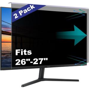 2 Pack Computer Privacy Screen Shield Compatible for 26/27 Inch 16:9 Widescreen Desktop Monitor - Anti Glare & Blue Light Filter - Hanging Design for Easy On/Off