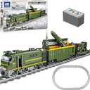 Military Train Building Kit, Compatible with Lego Militarys Army Train Building Block with Lights, Missiles, Trucks and Train Tracks, Gift for Military Lovers, Teens and Adults (1174 Pieces)